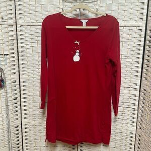 Charter Club‎ intimates red with snowman and bow. Euc size m